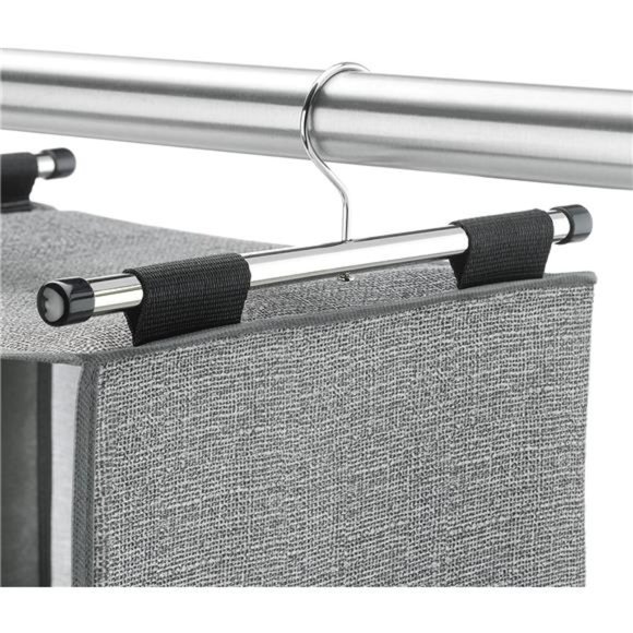 4 Section Fabric Closet Organizer Shelving with Built In Chrome Garment Rod - Picture 4 of 5